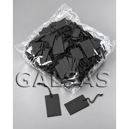 Paper Jewelry Tags with Elastic Loop, 25 x 15 mm, Black, Pack of 500 pcs 1