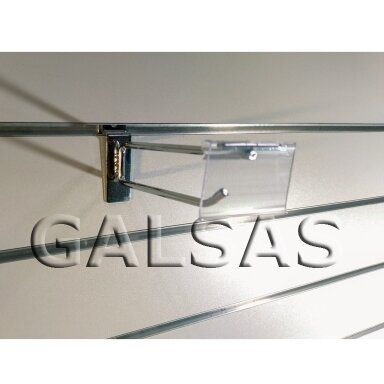 Slatwall hook with label holder. D - 6 mm, length 200 mm. Chrome-plated Slatwall hook with label holder. D - 6 mm, length 200 mm. Chrome-plated