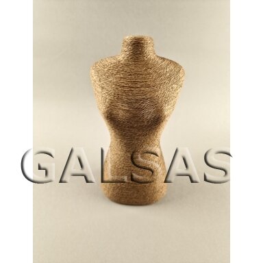 Rope-Wrapped Necklace Display Bust. Bust shape. 29 cm. Brown Rope-Wrapped Necklace Display Bust. Bust shape. 29 cm. Brown