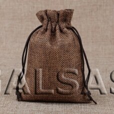 Lininiai maišeliai papuošalams - 13 x 18 cm - juvelyrikai, bižuterijai. Spalva-tamsiai ruda.