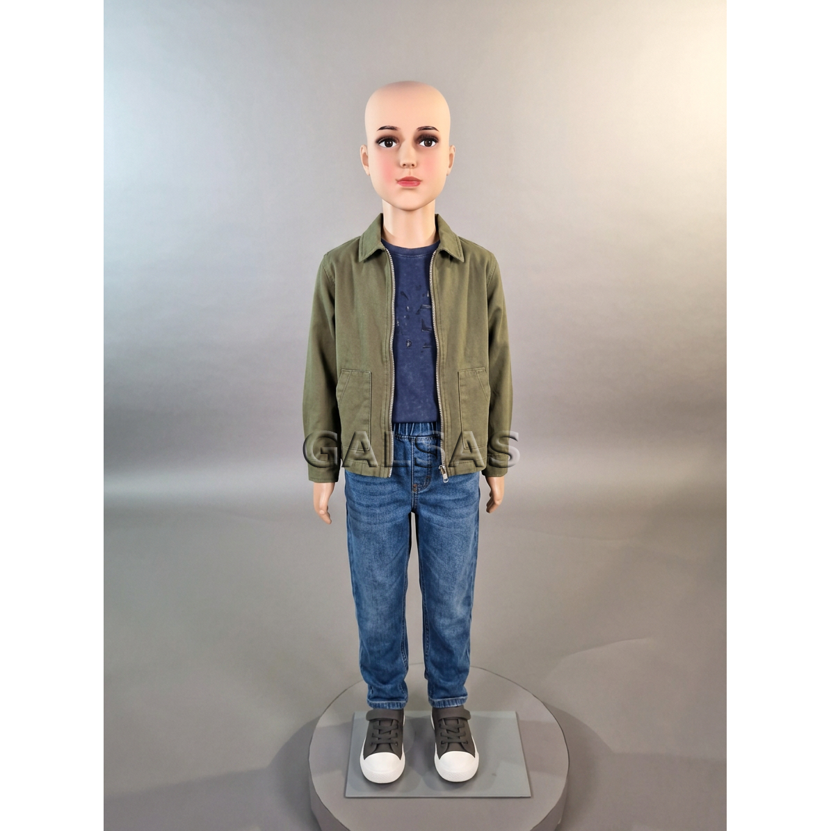 Full-Body Child Boy Mannequin VAI-11-PLI-BER, with Face, Skin Tone. Plastic. 1