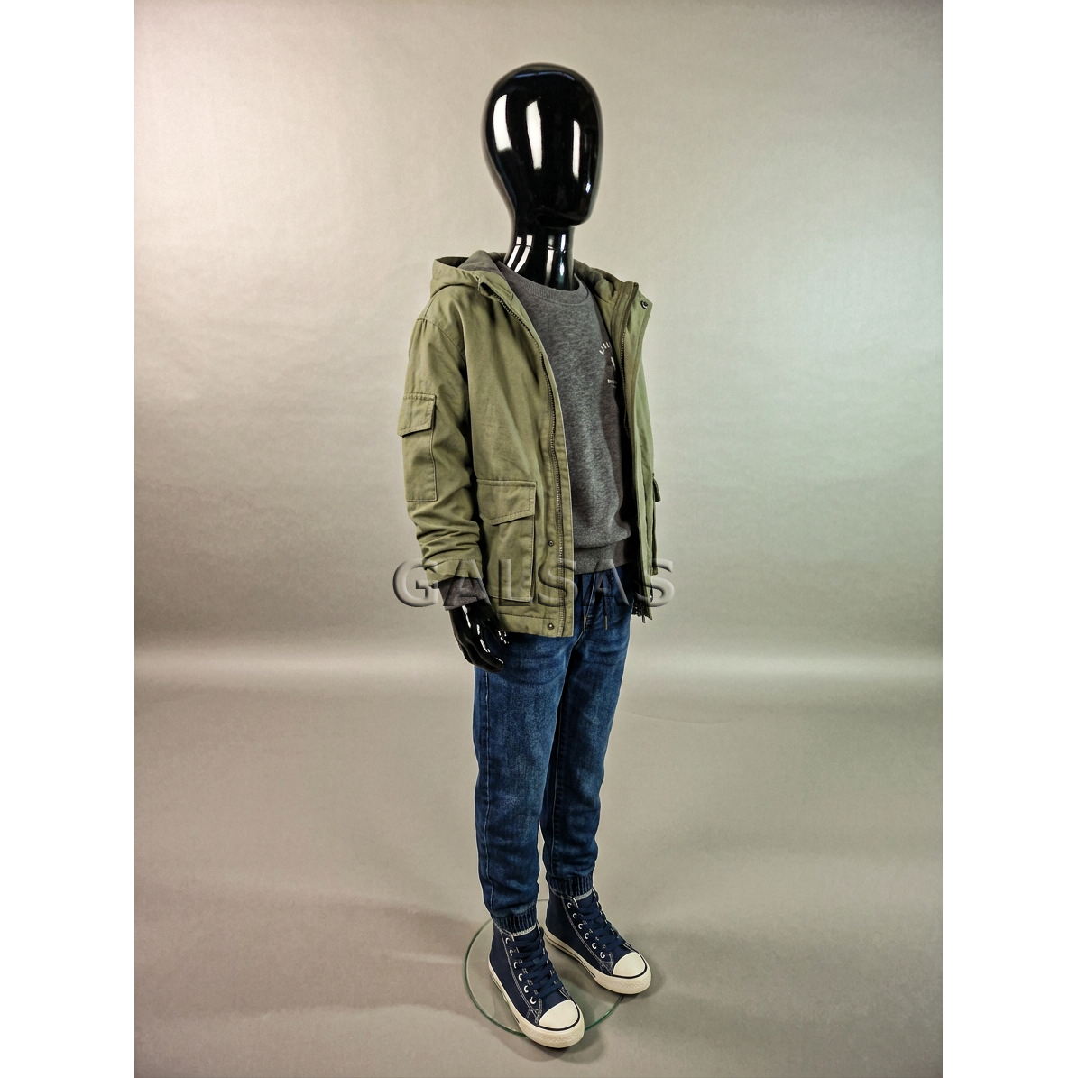 Child Full-Body Mannequin VAI-J-BLI-147 - featureless, glossy black. H-147 cm 5