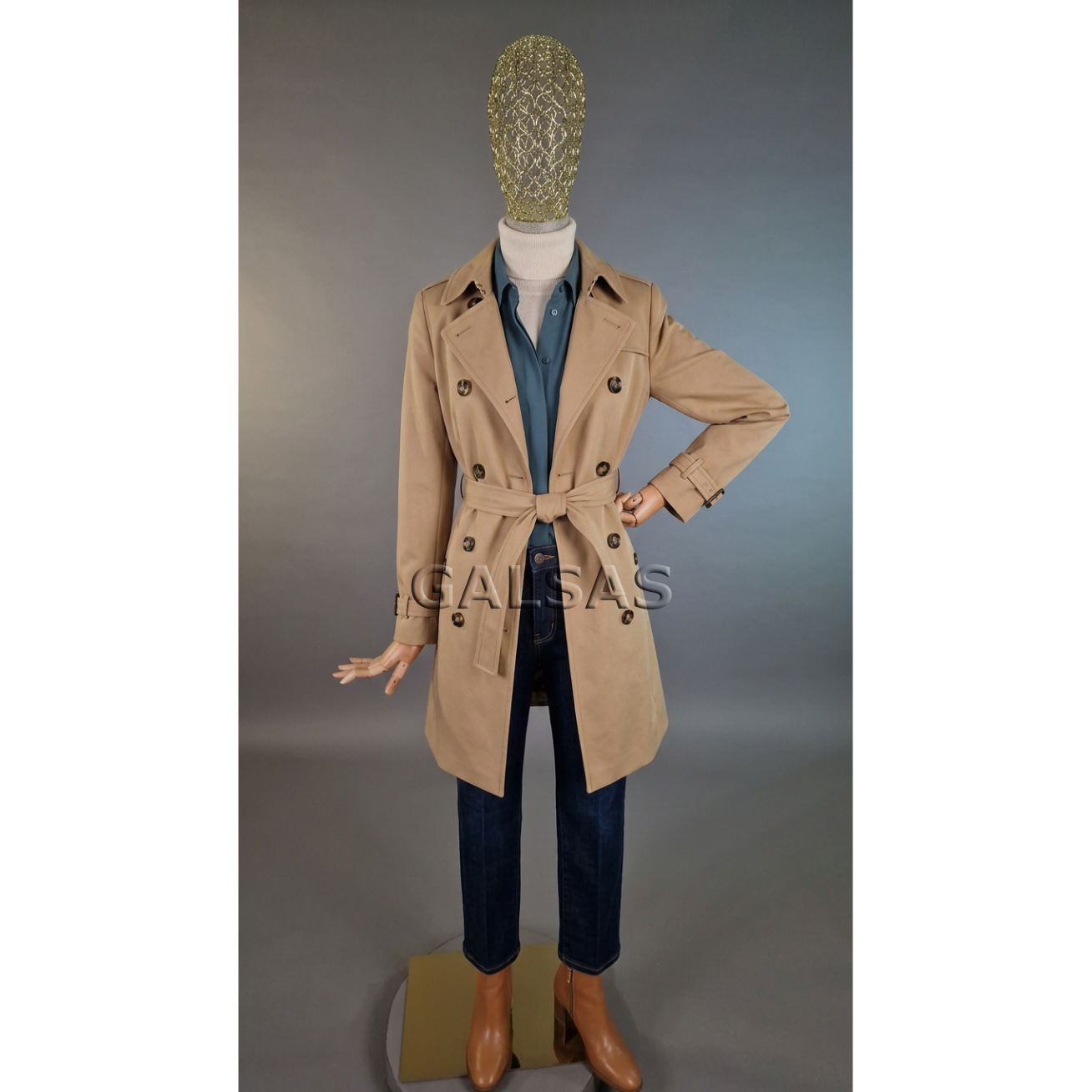 Linen Mannequin with Wooden Arms and a Gold Mesh Head - for Clothing, Exhibitions, and Stores 12 Linen Mannequin with Wooden Arms and a Gold Mesh Head - for Clothing, Exhibitions, and Stores 12