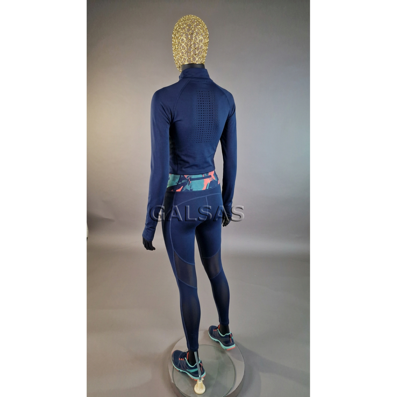 Matte Black Female Full-Body Mannequin with Mesh Head, Model 1017D-TINKL-J-MAT. Plastic. 12