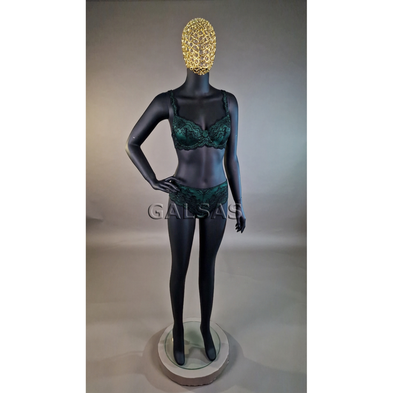 Female Full-Body Mannequin 6007-J-MAT-TINKL - matte black, with mesh head. Plastic. 4