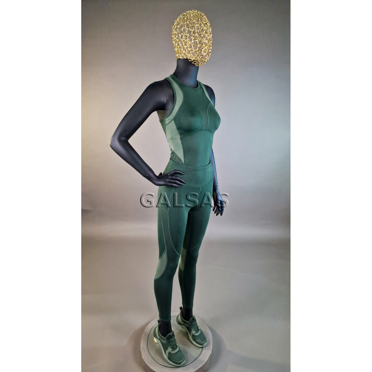 Female Full-Body Mannequin 6007-J-MAT-TINKL - matte black, with mesh head. Plastic. 6