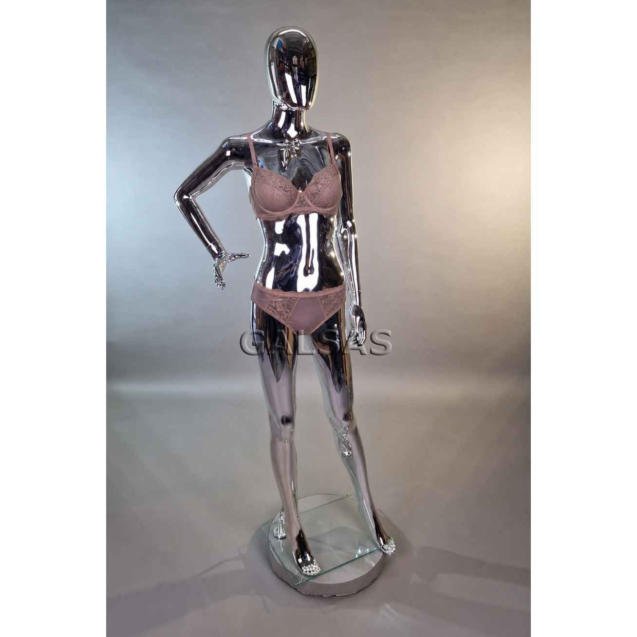 Silver Female Full-Body Mannequin, BF17-SILVER - full-body, featureless face. Plastic. 1 Silver Female Full-Body Mannequin, BF17-SILVER - full-body, featureless face. Plastic. 1