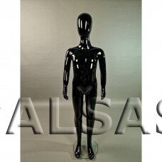 Manekenas-vaikas VAI-J-BLI-135 - Pilno ūgio, juodas blizgus plastikas, aukštis 135 cm