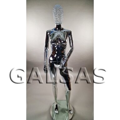 Silver Female Mannequin with Woven Mesh Head - BF3-TINKL-SILVER Silver Female Mannequin with Woven Mesh Head - BF3-TINKL-SILVER