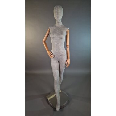 Female Mannequin T69 – full-body, linen-covered, with wooden arms. For displaying and selling clothing in stores and at exhibitions Female Mannequin T69 – full-body, linen-covered, with wooden arms. For displaying and selling clothing in stores and at exhibitions