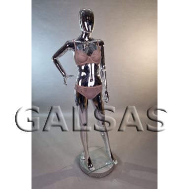 Silver Female Full-Body Mannequin, BF17-SILVER - full-body, featureless face. Plastic. Silver Female Full-Body Mannequin, BF17-SILVER - full-body, featureless face. Plastic.