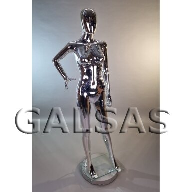 Silver Female Full-Body Mannequin, BF17-SILVER - full-body, featureless face. Plastic. Silver Female Full-Body Mannequin, BF17-SILVER - full-body, featureless face. Plastic.