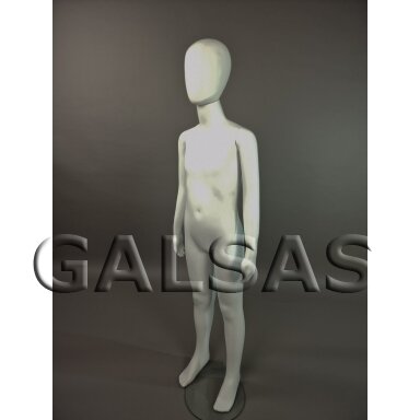 Child Mannequin VAI-B-BLI-147 - full-body, featureless face, glossy white finish. H-147 cm Child Mannequin VAI-B-BLI-147 - full-body, featureless face, glossy white finish. H-147 cm