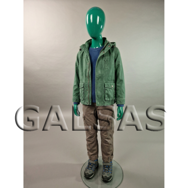 Child Full-Body Mannequin MAN-VAI-Z, featureless, green.
