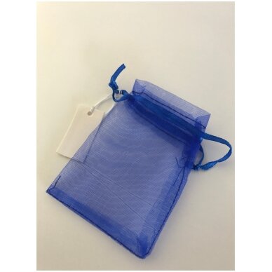 Dovanu maišeliai - organza, melyna spalva, 5 x 7 cm - juvelyrikos, bižuterijos papuošalų pakavimui.