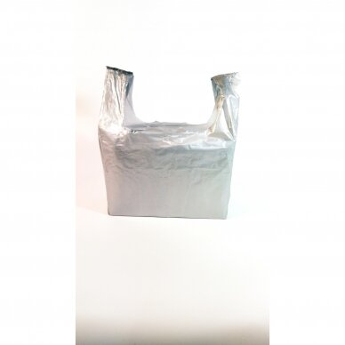 Maišeliai su rankena 55 x 80 cm plastikas HDPE, sidabro spalva, 100 vnt