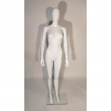 Manekenas moteris BF6-B-BLIZG - pilno ūgio, balta blizgi spalva. Plastikas.