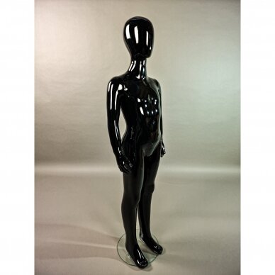 Manekenas vaikiškas VAI-J-BLI-147 - pilno ūgio,be veido,blizgi juoda spalva. H-147 cm