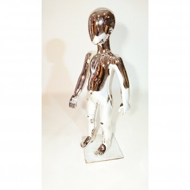 Manekenas vaikiškas VAI-SILVER-85 - pilno ūgio,blizgi sidabro spalva,aukštis 85 cm