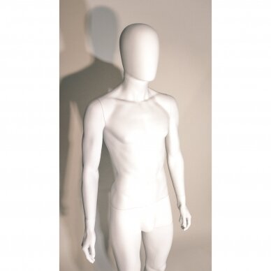 Vyriškas manekenas SM1-B-MAT - pilno ūgio, balta matinė spalva. Plastikas.
