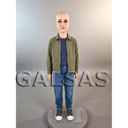Full-Body Child Boy Mannequin VAI-11-PLI-BER, with Face, Skin Tone. Plastic. 1