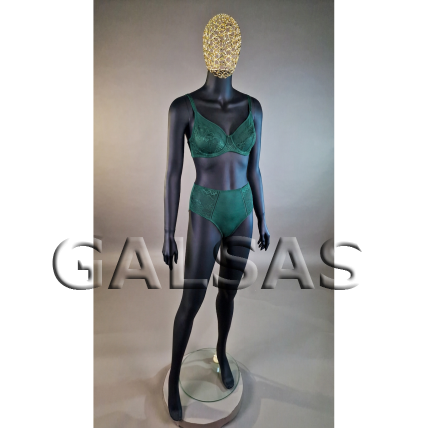Matte Black Female Full-Body Mannequin with Mesh Head, Model 1017D-TINKL-J-MAT. Plastic. 6