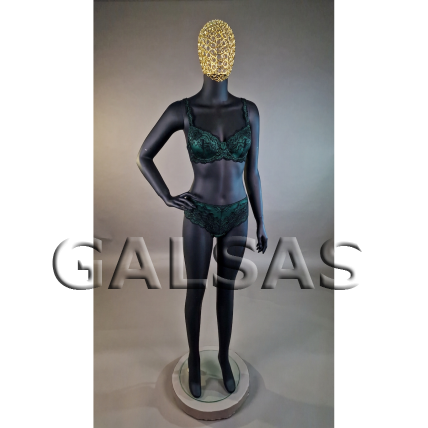 Female Full-Body Mannequin 6007-J-MAT-TINKL - matte black, with mesh head. Plastic. 4