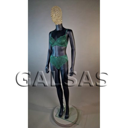 Female Full-Body Mannequin BF6-J-MAT-TINKL - Matte Black, with Mesh Head. Plastic. 5