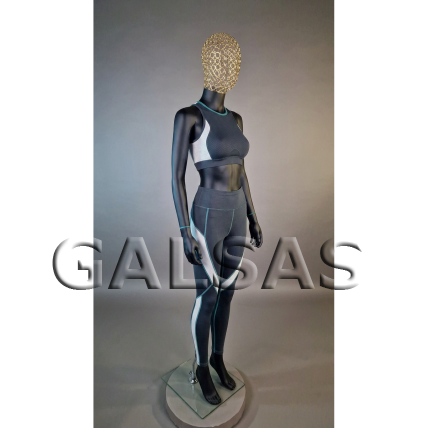 Female Full-Body Mannequin BF6-J-MAT-TINKL - Matte Black, with Mesh Head. Plastic. 7