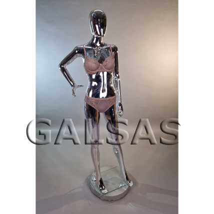 Silver Female Full-Body Mannequin, BF17-SILVER - full-body, featureless face. Plastic. 1 Silver Female Full-Body Mannequin, BF17-SILVER - full-body, featureless face. Plastic. 1