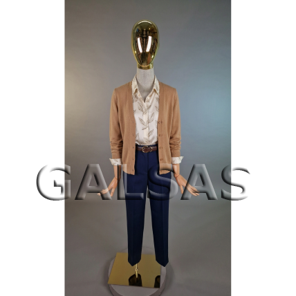 Female mannequin for clothing, stores, exhibitions - with wooden arms, linen-covered body, gold head - Model T65-Gold 6 Female mannequin for clothing, stores, exhibitions - with wooden arms, linen-covered body, gold head - Model T65-Gold 6