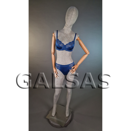 Mannequin T67 with wooden arms, covered in linen fabric, female full-body. Designed for displaying clothing in stores, sales areas, and exhibitions. 8 Mannequin T67 with wooden arms, covered in linen fabric, female full-body. Designed for displaying clothing in stores, sales areas, and exhibitions. 8