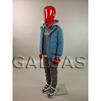 Child Full-Body Mannequin MAN-VAI-R, featureless, red color. Material: fiberglass. Support base included 3 Child Full-Body Mannequin MAN-VAI-R, featureless, red color. Material: fiberglass. Support base included 3