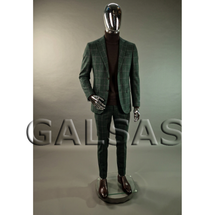 Male Full-Body Mannequin VYR-S4, featureless face, silver. Material: plastic. 1