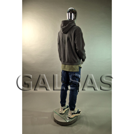 Male Full-Body Mannequin VYR-S4, featureless face, silver. Material: plastic. 7
