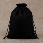 Подарочный мешочек из льна, 13 х 18 см - для изделий ювелирики и бижутерии. Цвет черный