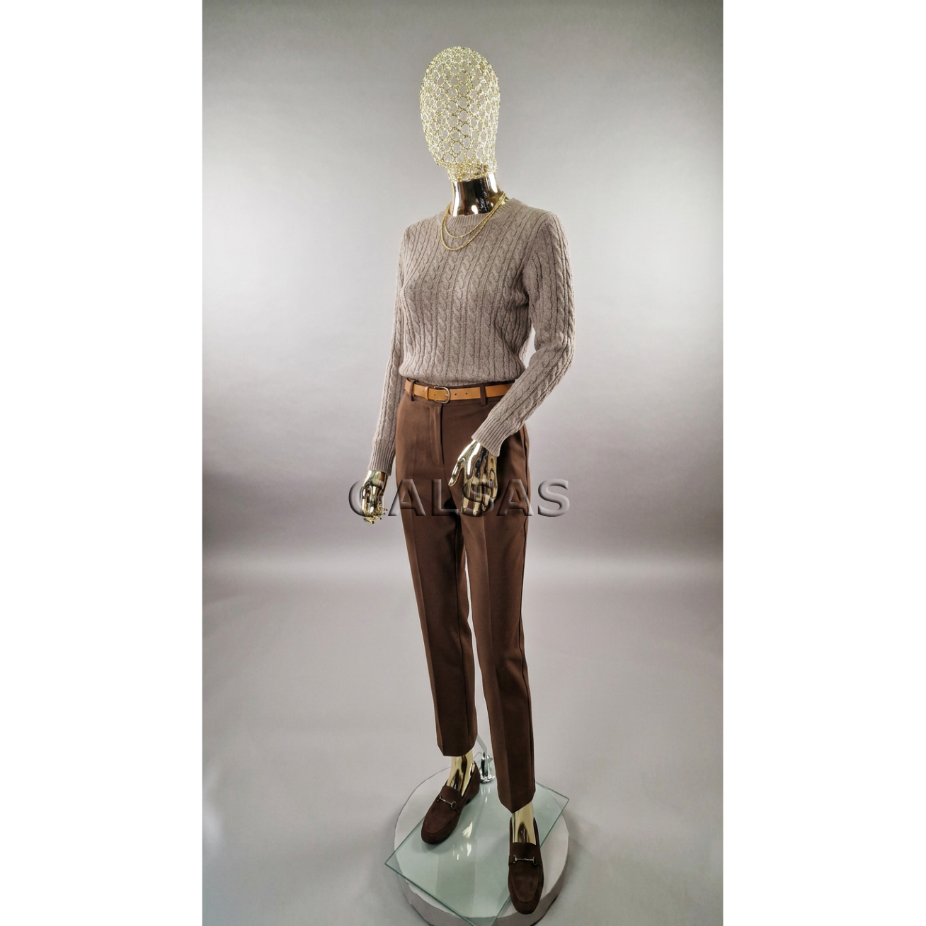 Gold Female Mannequin with an Original Metal Head - Model BF3-TIN-GOLD. Full-body. 4 Gold Female Mannequin with an Original Metal Head - Model BF3-TIN-GOLD. Full-body. 4