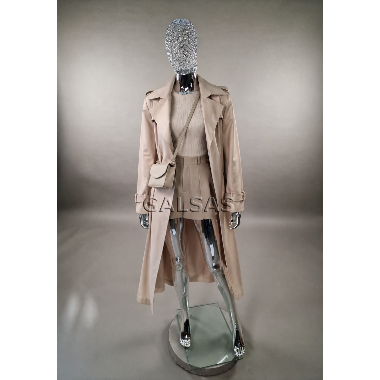 Mirror-Chrome Female Full-Body Mannequin with Woven Mesh Head - BF1-TINKL-SILVER 8