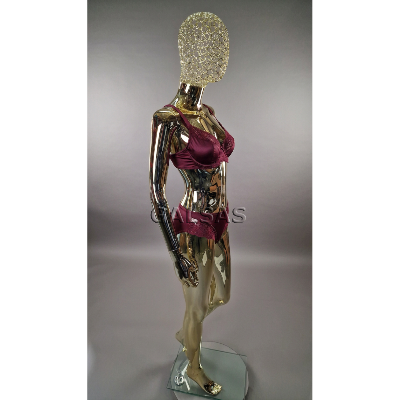 Gold Female Full-Body Mannequin with an Original Metal Head, Model BF2-TIN-GOLD. Plastic 6 Gold Female Full-Body Mannequin with an Original Metal Head, Model BF2-TIN-GOLD. Plastic 6
