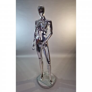 Silver Female Full-Body Mannequin, BF3-SILVER, Featureless. Plastic. Silver Female Full-Body Mannequin, BF3-SILVER, Featureless. Plastic.