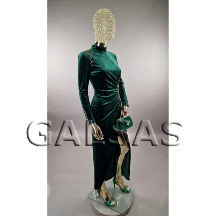 Gold Female Mannequin with an Original Metal Head - Model BF3-TIN-GOLD. Full-body. 6