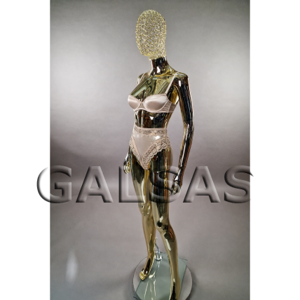 Gold Female Full-Body Mannequin with Elegant Mesh Head - Model BF1-TIN-GOLD. Full-body. Plastic 9 Gold Female Full-Body Mannequin with Elegant Mesh Head - Model BF1-TIN-GOLD. Full-body. Plastic 9