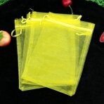 Organzos dovanu maišeliai - "geltona citrina" spalva, 5 x 7 cm - juvelyrikos, bižuterijos papuošalų pakavimui.