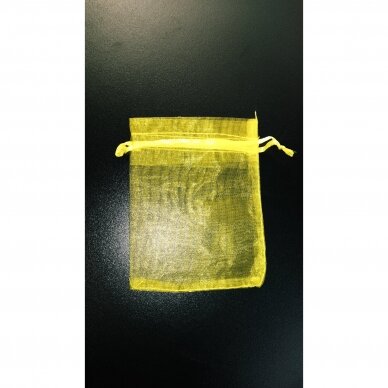 Dāvanu maisiņi - organza, dzeltenā krāsā, 5 x 7 cm - rotaslietām un juvelierizstrādājumu iesaiņošanai.
