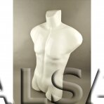 Половинчатый подвесной мужской манекен-торс из пластика TOR-1/2-ST-VYR-B для демонстрации верхней одежды.