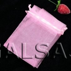 Papuošalų maišeliai - organza, rausva spalva, 9 x 12 cm - juvelyrikos, bižuterijos papuošalų pakavimui.