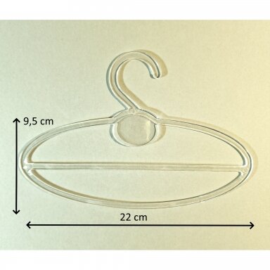 Hanger for scarves, neckerchiefs, bandanas, clothing. Clear plastic. Length: 22 cm Hanger for scarves, neckerchiefs, bandanas, clothing. Clear plastic. Length: 22 cm