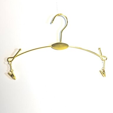 Clothes Hanger with Clips, metal in "Gold" color. Length 280 mm Clothes Hanger with Clips, metal in "Gold" color. Length 280 mm