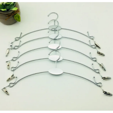 Clothes Hanger with Clips, Silver Metal. Length 280 mm Clothes Hanger with Clips, Silver Metal. Length 280 mm