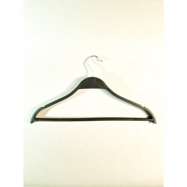 Clothes Hanger with Trouser Bar, Black Plastic - PLA-SKR-42 cm Clothes Hanger with Trouser Bar, Black Plastic - PLA-SKR-42 cm